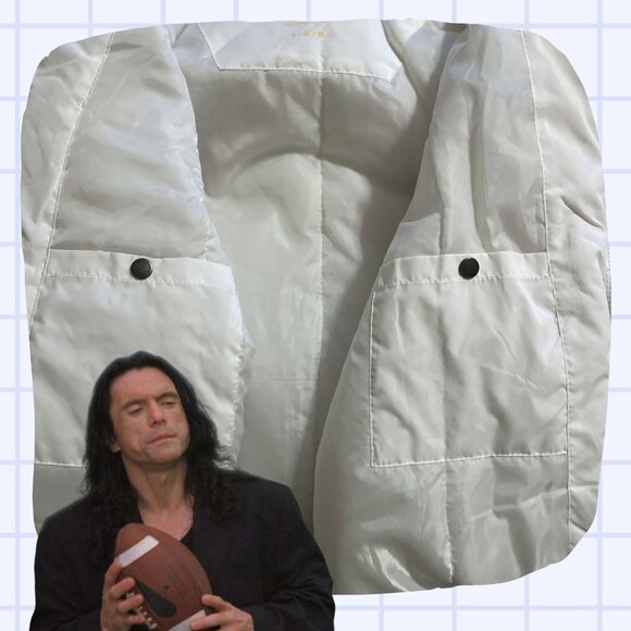 🧥 Tommy Wiseau “LOVE IS BLIND!” White Windbreaker Jacket – Size L - Picture 6 of 8
